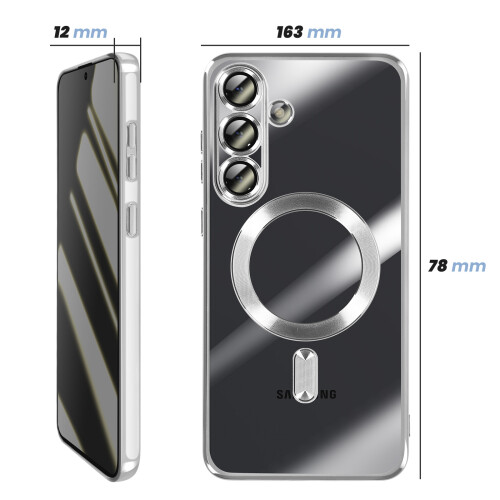 Avizar Soft Shockproof Magsafe Case for Galaxy S25 FE with Chrome Edge 2