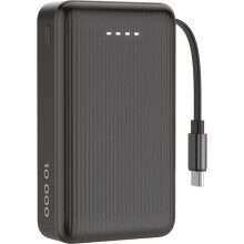 Schwarze externe Batterie 10000 mAh - Deltaco - Inklusive USB Typ C Kabel - LED-Anzeigen - Li-Poly