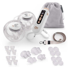 Kinderkraft GENTLEFLOW elektrische dubbele borstkolf geheugeninstellingen 3 modi 9 niveaus USB-C timer 180 ml goud