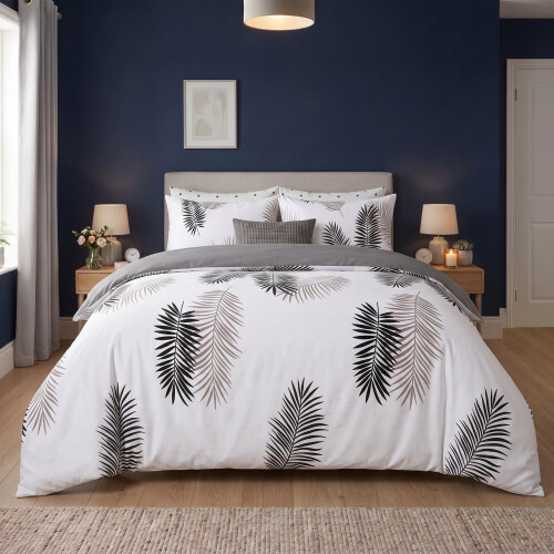 Imperial Rooms Reversible Floral & Leaf Print Duvet Cover Bedding Set