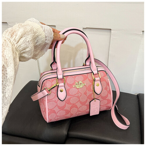(Pink) Mini Presbyopia Boston Pillow Bag Portable Cylindrical Bag