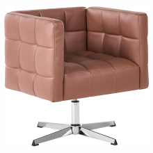 Swivel Armchair LEVANGER Faux Leather Brown