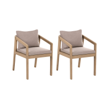 Set of 2 Garden Chairs with Cushions TOSCANELLA Certified Acacia Wood Light Brown