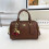 (Brown) Embossed Boston Pillow Bag Cherry Pendant Hand-held Cylindrical Bag 1