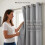 (Light Grey, 66x54 Inches (Medium Window Pair)) Curtains Blackout Eyelet Ringtop Ready made Drapes with tiebacks 2