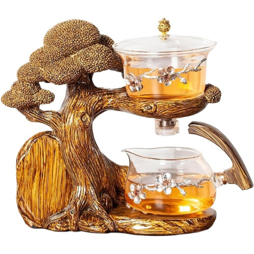 (Brown) Glass Teapot Set, Semi-automatic Teapot Set, Lazy Tea Maker