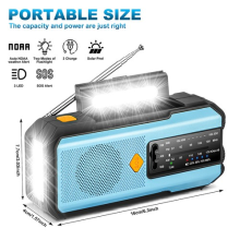 3in1-Portable Wind Up Solar USB Rechargeable Hand Crank AM FM Radio Light-"Blue"