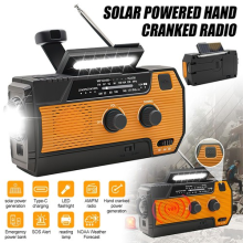 Portable Wind Up Solar USB Rechargeable Hand Crank AM FM Radio Light Torch Gift