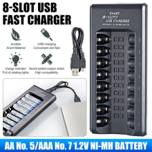 Charger 8 Slot Fast Charging Dock For AA/AAA Ni-MH/Ni-Cd Rechargeable Batteries