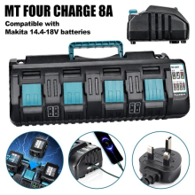 UK 4-Ports DC18SF Fast Charger Replace For Makita Battery 14.4V-18V RCT LXT