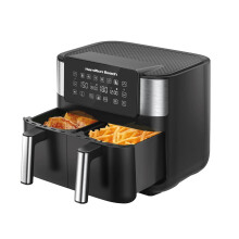 Hamilton Beach HealthyCook 8L Dual Air Fryer, 2 Drawers, 8L, 8 Portions, 6 Pre-set Programmes, SYNC function and Adjustable Temperature Settings, Blac