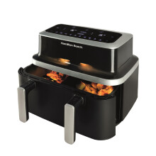 Hamilton Beach VisionCook Dual Air Fryer, 9L, Vision Window, 10 One Touch Presets, Vortex Technology, Dual Zones, Match Cook, Smart Finish, Dishwasher