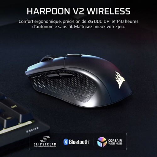 Corsair Mouse Corsair da gioco wireless e cablato Bluetooth Harpoon RGB v2 Wireless Nero 1
