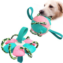 Indestructible Frisbee Ball Dog Toys, Strong Dog Toys for Big Dogs, Rubber Tough Chew Toys, Toothbrush Dog Toys for Big Breeds of Aggressive Chew Pink
