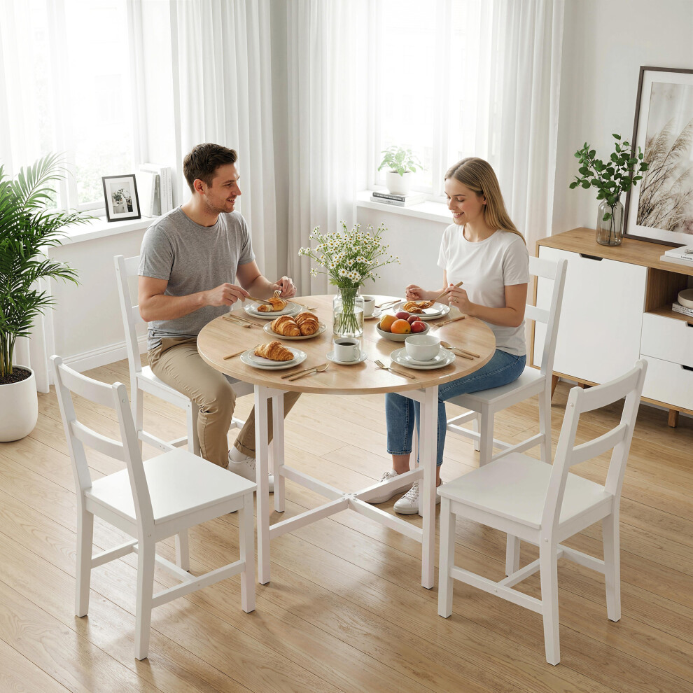 Homcom Folding Dining With Steel Frame For Small Spaces, Natural Wood Effect - Image 3