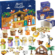 Kerststal Adventskalender 2026 voor kinderen – 24 dagen bouwblokkensets aftelcadeaus, kerstcadeautjes voor in de kerstsok, bouwsp