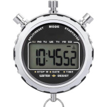 Cronómetro digital portátil con pantalla LCD grande, resistente al agua, alarma diaria, precisión de 1/100 de segundo.