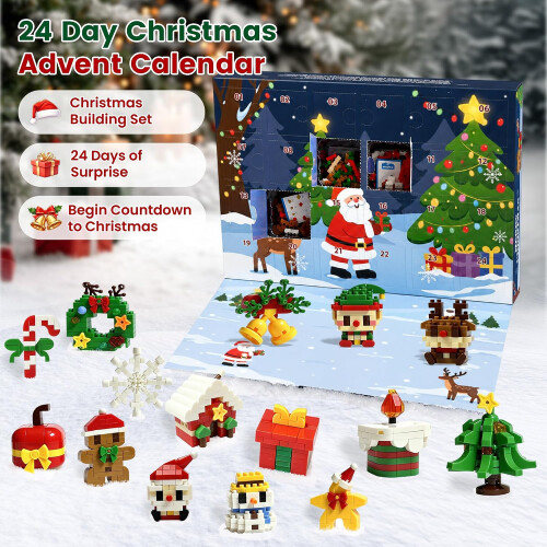 Calendario de Adviento de Navidad 2026, sets de construcción, kit de micro mini bloques navideños 1