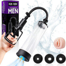 Transparent Manual Negative Pressure Vacuum Pump for Male Enhancement Training, Penis Vacuum Pump with Pressure Gauge for Exercise