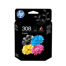 HP 308 Pack 2 originele zwarte en kleur inktcartridges (6L6S6UE) - Voor HP Envy 6100e, 6500e, Envy 6100, Envy 6500