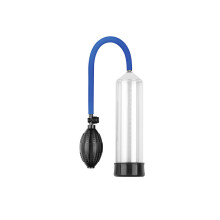 Men's Manual Vacuum Pump with Pressure Bulb - Clear Growth Trainer with Blue Hose
