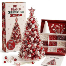 Beaded Christmas Tree DIY Kit, Handmade Holiday Craft for Tabletop Mantel Home Decor