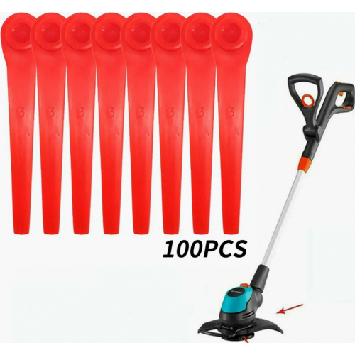 100 Pack Plastic Replacement Blades for Cordless Grass Trimmers, Durable Lawn Edging Accessories