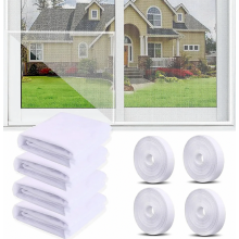 4er-Pack Moskitonetze für Fenster, 150 x 200 cm, Insektenschutzgitter, weißes Fliegengitter für Fenster, einfach zu montieren, atmungsaktive