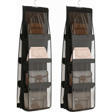 2er-Pack Hänge-Handtaschenorganizer, Aufbewahrungsständer aus Vliesstoff mit 8 transparenten Taschen, staubdicht