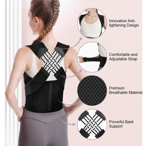 Posture Corrector for Women and Men, Adjustable Back Support Brace, Breathable Shoulder Strap, Size M 2