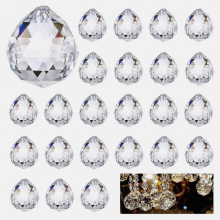 24 Hanging Crystal Ornaments, 0.8 Inch 20 mm Clear Crystal Drops for Home Decor and Weddings