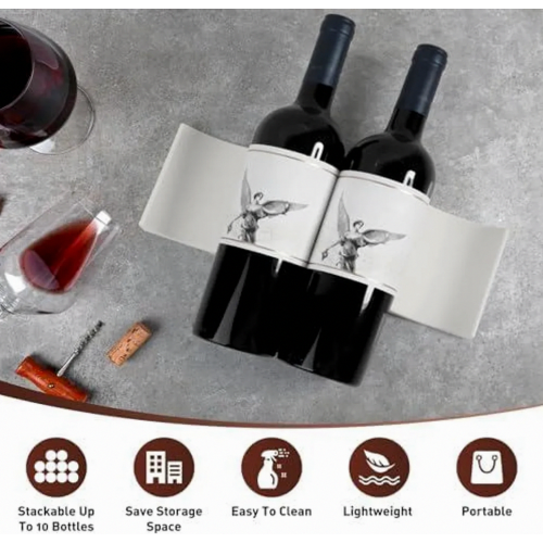 Bottle Holder for Fridge, 2 Pack Stackable Wine Rack, Non Slip Drink Organiser for Kitchen, Grey and White 2