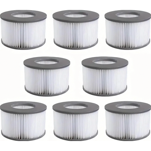 8 Pool Filter Cartridges for Inflatable Hot Tubs, Improved Replacement Filters for Spa Pools