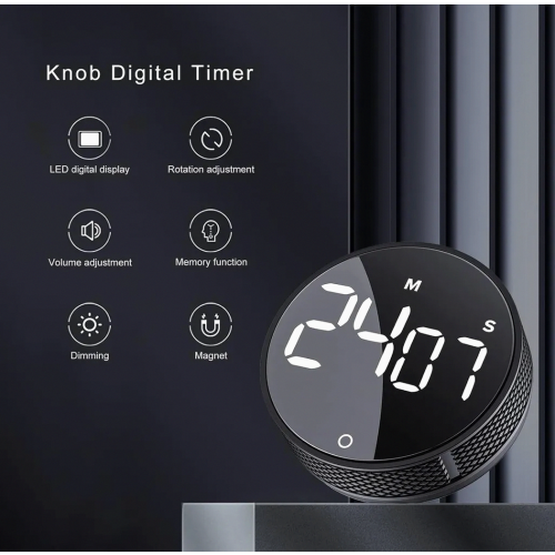 Magnetic LED Kitchen Timer, Digital Countdown and Count-Up Timer for Cooking, Baking, Fitness and Study 1