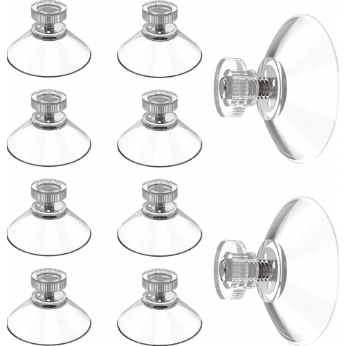 10 Pack Threaded Suction Cups, Reusable Mounts for Parking Discs, 25 mm Diameter, 4 mm Thread, Strong Grip