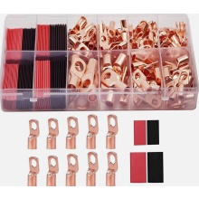 Juego de 160 terminales de cable tubulares de cobre estañado con fundas aislantes para baterías.