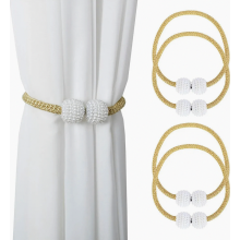 Magnetic Curtain Tiebacks, Set of 4, Decorative Window Holdbacks for Home, Bedroom and Hotel