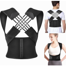 Correcteur de posture unisexe, ceinture lombaire ajustable avec bretelles respirantes, noir XXXL