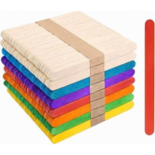 400 Wooden Ice Lolly Sticks, Colourful Craft Sticks for DIY Projects, Party Decorations and Arts & Crafts