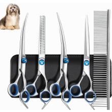 5 Piece Dog Grooming Scissors Set with Thinning, Curved and Straight Shears, Comb for Dogs and Cats, Face and Ear Care