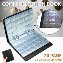 480-Piece Coin Collection Album Binder, Ring-Bound Storage Book for Coins Under 2.5 cm, Organiser