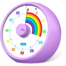 Visual Timer for Children, 60-Minute Countdown for Classroom, Office and Kitchen, Silent Desk Timer, Purple Rainbow