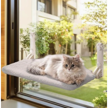 Weiche Katzen-Fensterhängematte, faltbar und wendbar, stabiles Design, 54 x 30 cm, Tragkraft bis 18 kg, Grau, Klein