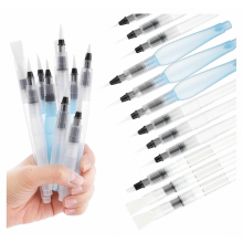 Set van 12 navulbare waterpenseelstiften met waterreservoir voor aquarelverf, wit en blauw