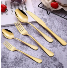30 Piece Cutlery Set for 6 People, Stainless Steel Knives, Forks and Spoons, Dishwasher Safe, Gold