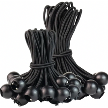 30 Ball Bungee Cords, Black Tarp Straps in 15 cm and 20 cm Lengths for Tents, Banners and Covers