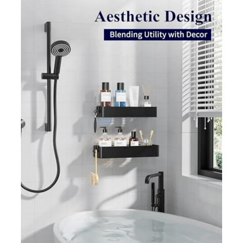 Ensemble de 2 étagères de douche antirouille, sans perçage, à séchage rapide. 1