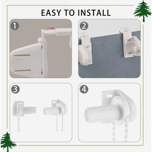 2 Pack 17 mm Roller Blind Clamp Brackets, No Drill Window Mounts, Replacement Holders, White 1
