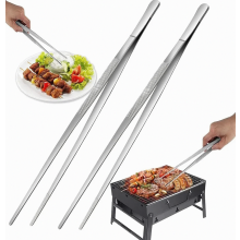 Pinzas de cocina largas de acero inoxidable de 30 cm para cocinar, freír, manipular alimentos y emplatar con precisión.
