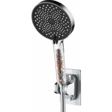 Duschkopf mit Kalkfilter, wassersparender, druckverstärkender Regendusche, 6 Strahlarten, Chrom, 130 mm